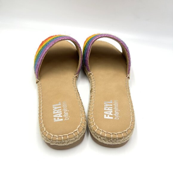 Faryl By Farylrobin Size 9.5 Rainbow Espadrille Flats Slides Sandals‎ Shoes - Picture 7 of 14